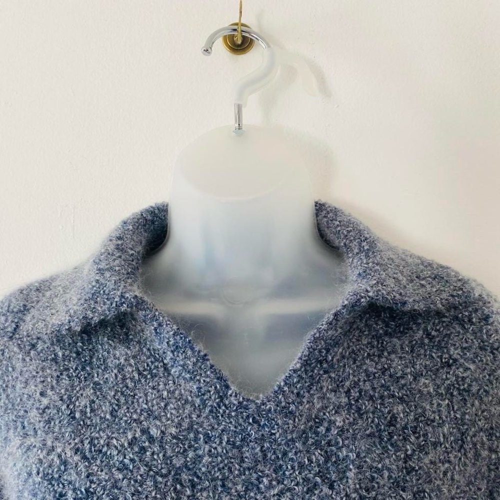 FUZZY LIGHT BLUE COLLARED PULLOVER SWEATER - image 2